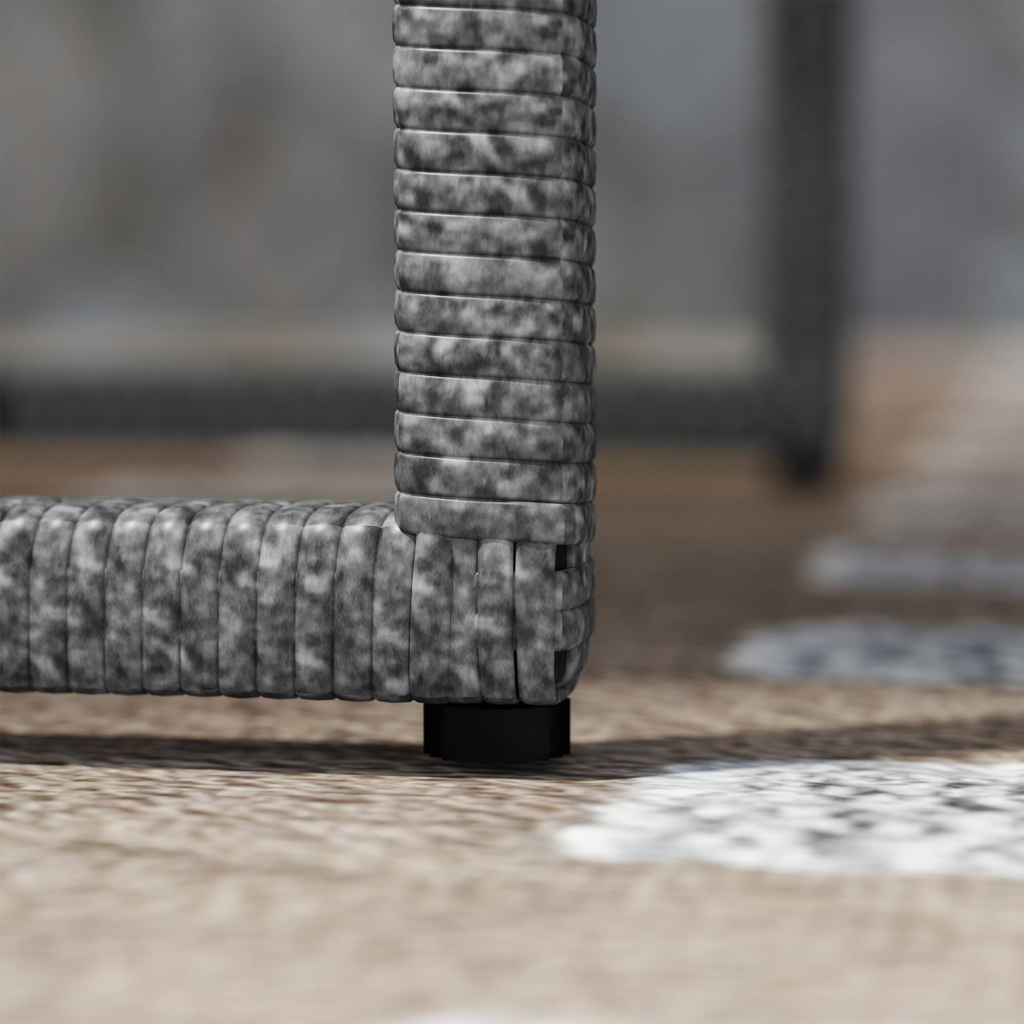 Alt View 8. Outsunny - 3 Pieces Patio Furniture Set, Wicker Conversation Bistro Set with 4 Soft Cushions, Rattan Chairs and Glass Coffee Table - Light Gray.