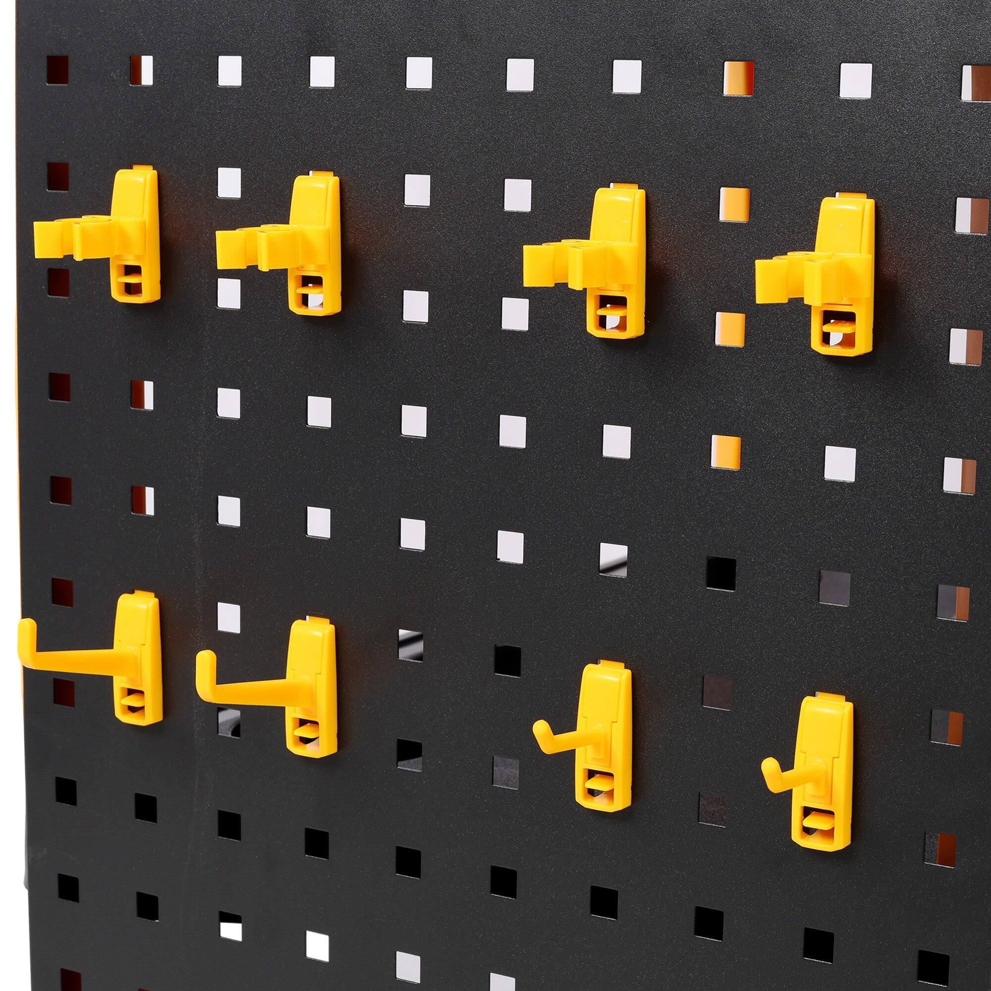 Alt View 3. Boyel Living - 17 Inches 3 Tier Black Yellow Rolling Plastic Utility Tool Cart With Wheels Panel Hook - Yellow.