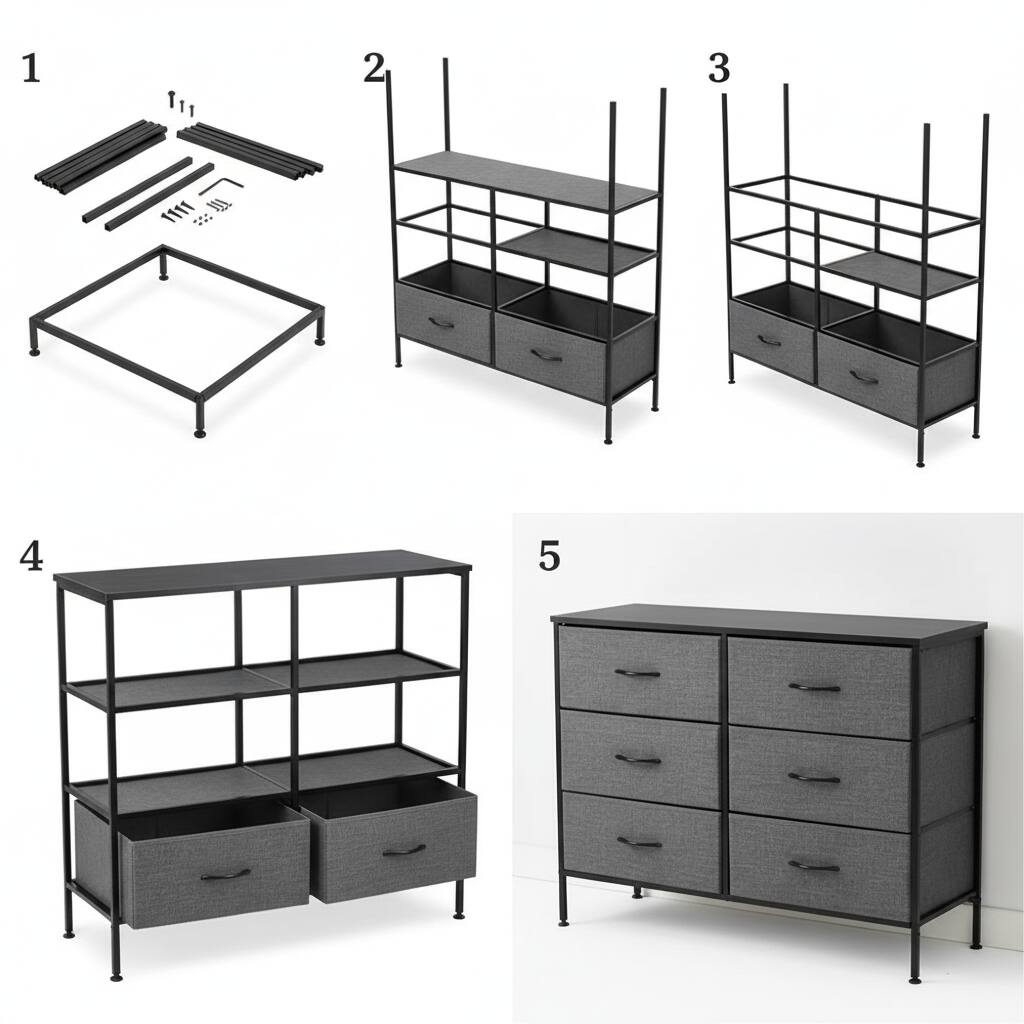 Alt View 4. AOITUN - Wide 6-Drawer Fabric Dresser, Gray Horizontal Storage Chest with Wood Top, Closet Organizer for Bedroom - Gray.