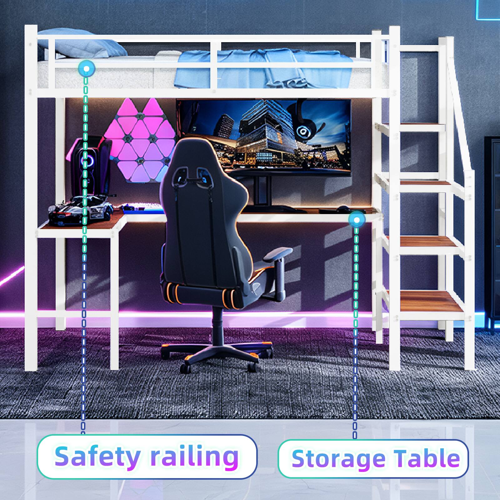 Safety railing  
Storage Table