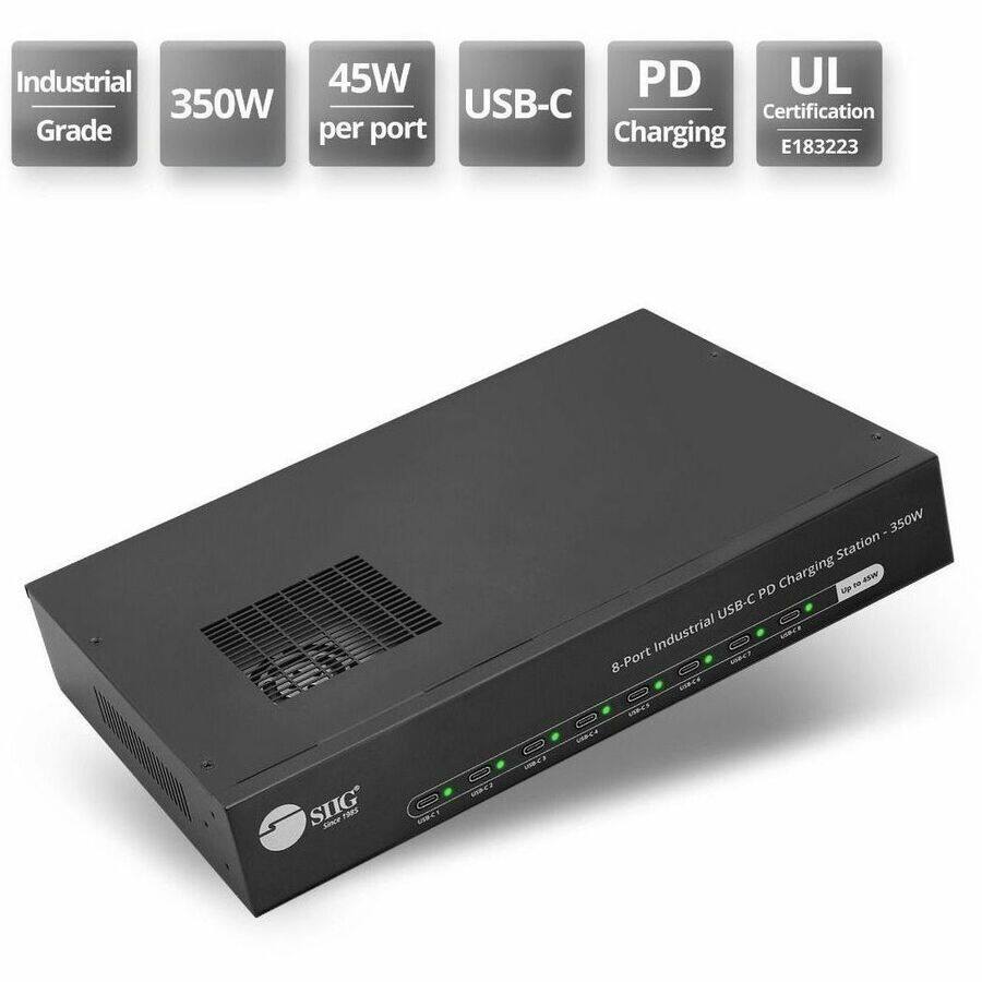Industrial 45W PD UL 350W USB-C Certification Grade per port Charging E183223  
SUG Since 1985 USECI  
USB-C  
350W Station PD Charging up AP 4SW USB-C Industrial 8-Port 8.  
66847 SINCE USBES USD-CA