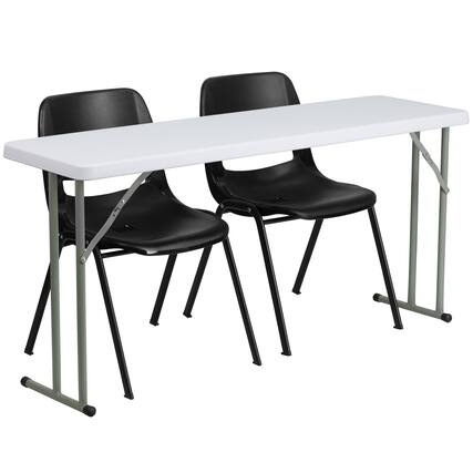 Front. Flash Furniture - Kathryn 5-Foot Plastic Folding Training Table Set with 2 Black Plastic Stack Chairs - Black.
