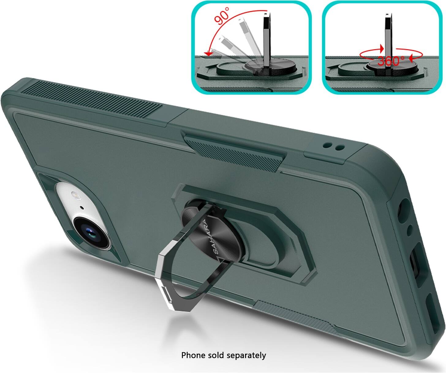 The text on the image reads: "90 degrees 360 degrees SAHARA Phone sold separately."