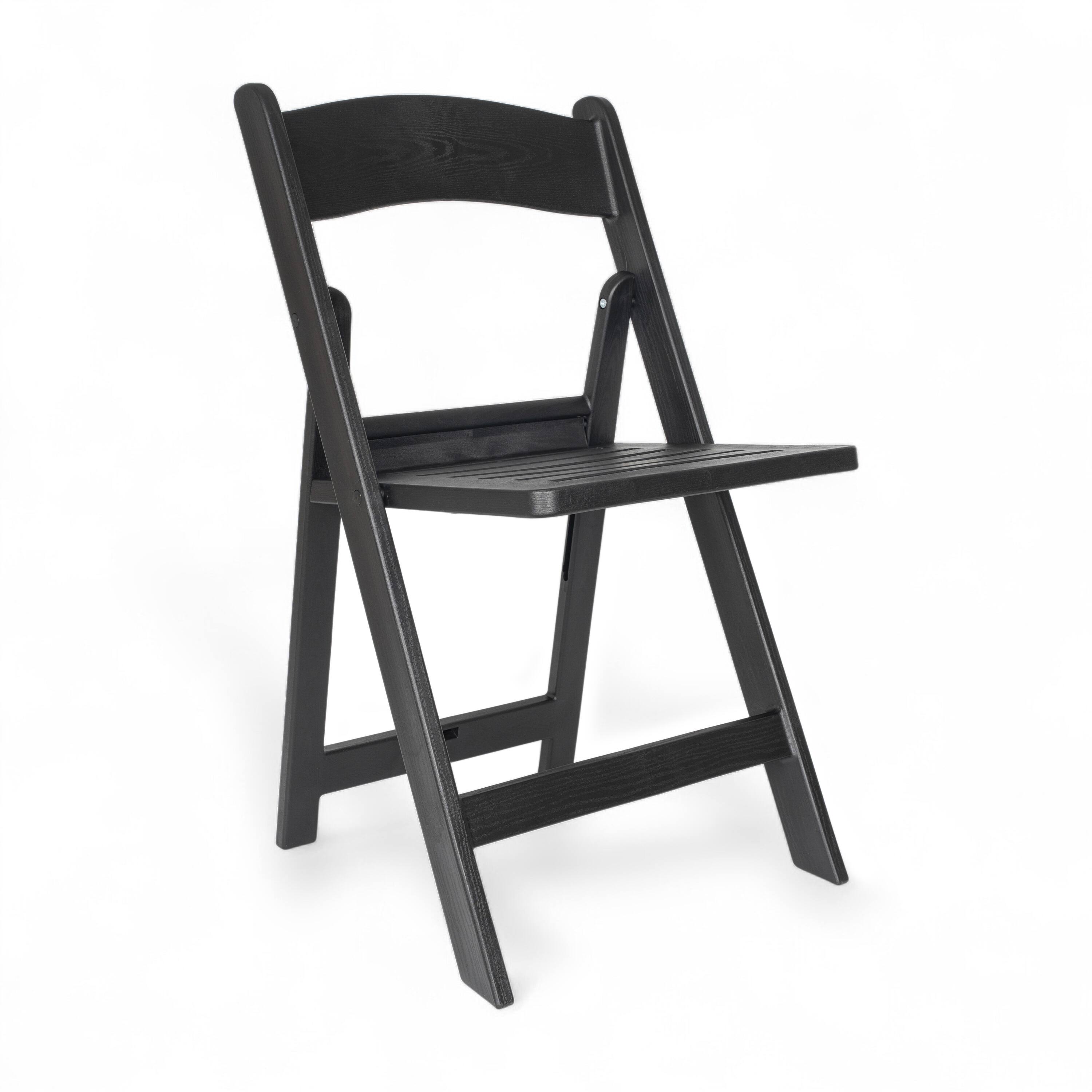 Flash Furniture - HERCULES Commercial Indoor/Outdoor Lightweight Wood Look Resin Folding Event Chair with Slatted Seat - Black