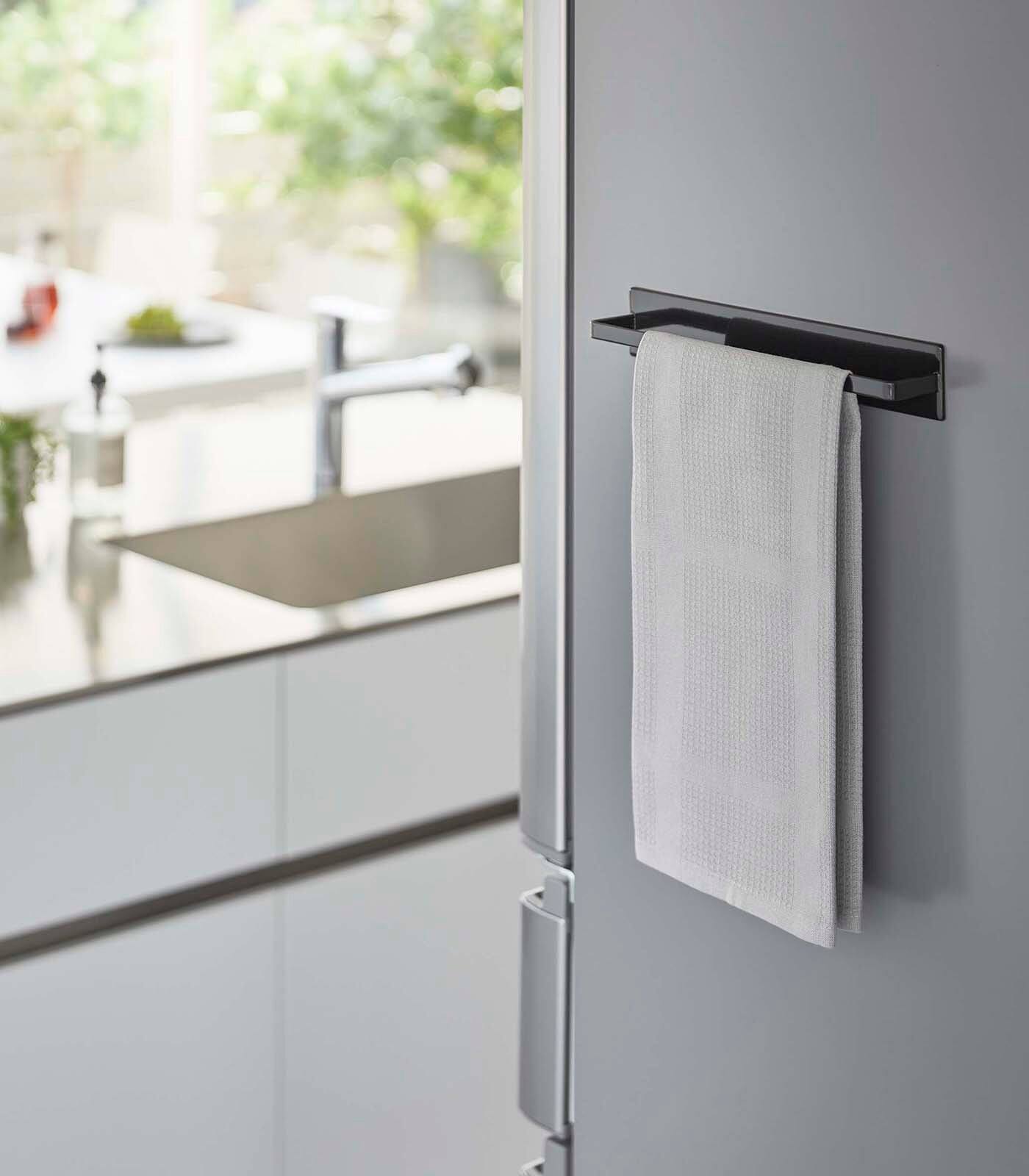 Alt View 7. Yamazaki Home - Magnetic Kitchen Towel Hanger - Steel - Black.