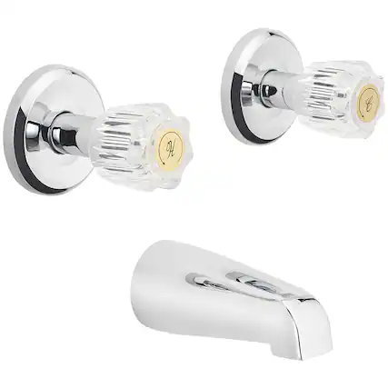 Front. OAKBROOK - OakBrook 2-Handle Chrome Wall Mount Tub Faucet - Silver.