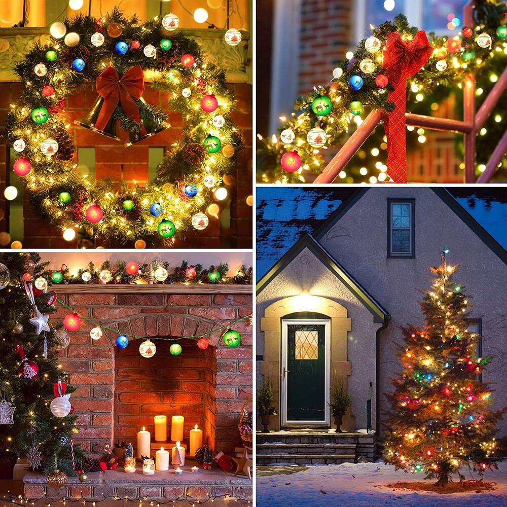 Back. RTMB - 25-Bulb Christmas Tree Ball String Lights, 28 ft, Indoor/Outdoor Plug-In - Multicolor.