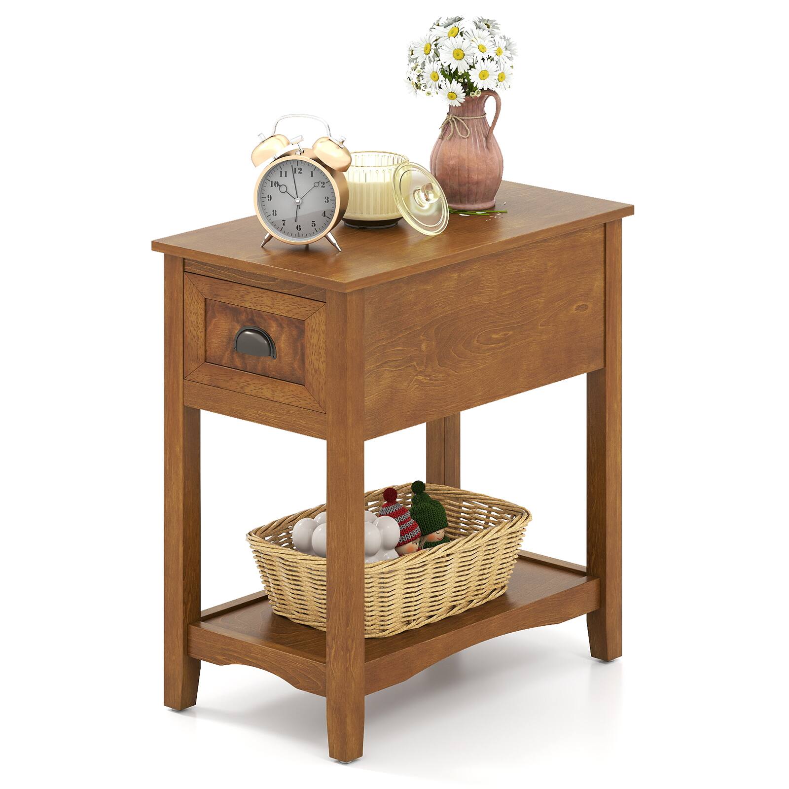 Front. Gymax - Gymax Contemporary Chair Side End Table Compact Table w/ Drawer Nightstand Tawny - Tawny.