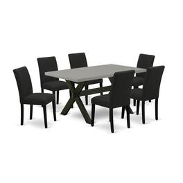 East West Furniture - 7-Pc Dining Table Set Includes 6 Kitchen Chairs with Upholstered Seat and High Back and a - Multi-Color