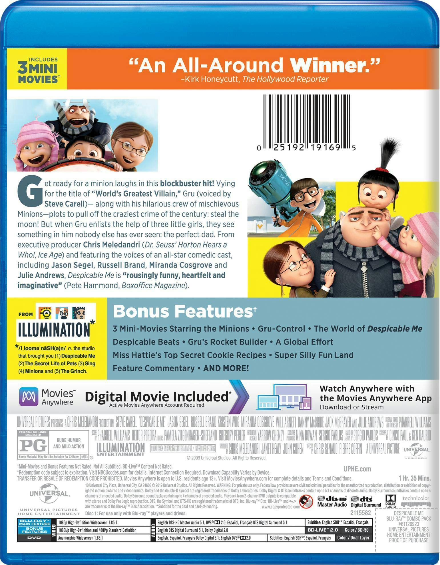 Angle. Despicable Me (DVD + Digital) [Blu-ray].