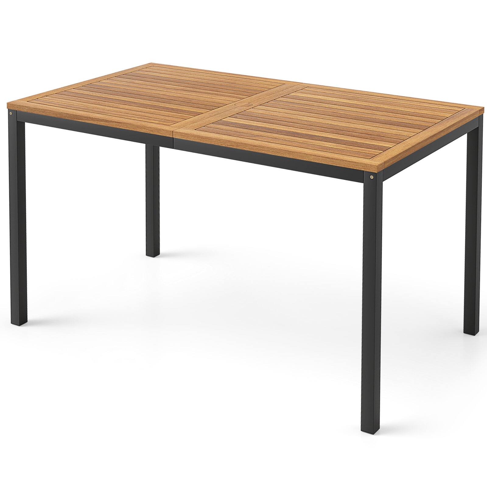 Alt View 5. Gymax - Gymax Set Of 4 Patio Furniture Set w/ Acacia Wood & Metal Frame Umbrella 1 table - White.