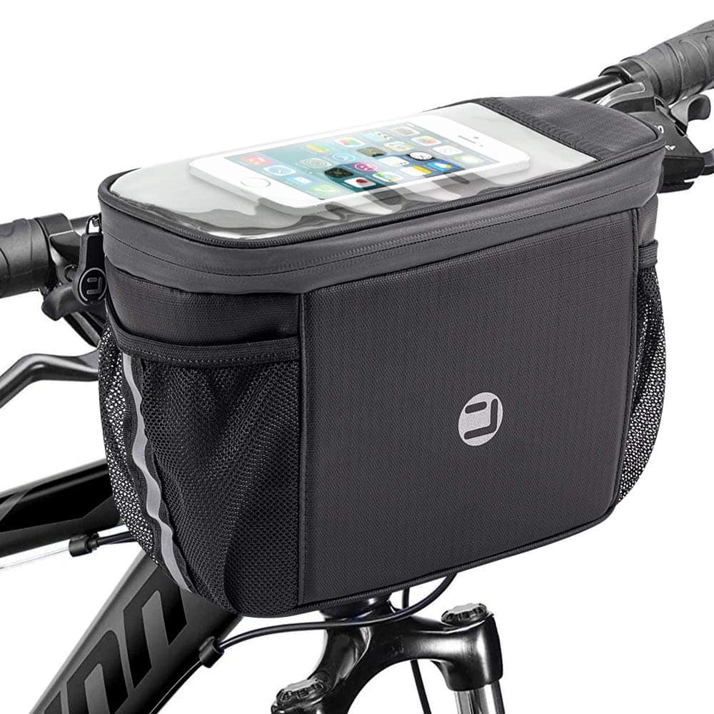 PO3TICJUNKI3 - Bike Handlebar Insulated Bag Front Phone Cooler Storage Pouch With Tpu Touch Screen Insulation Bicycle Frame - Default