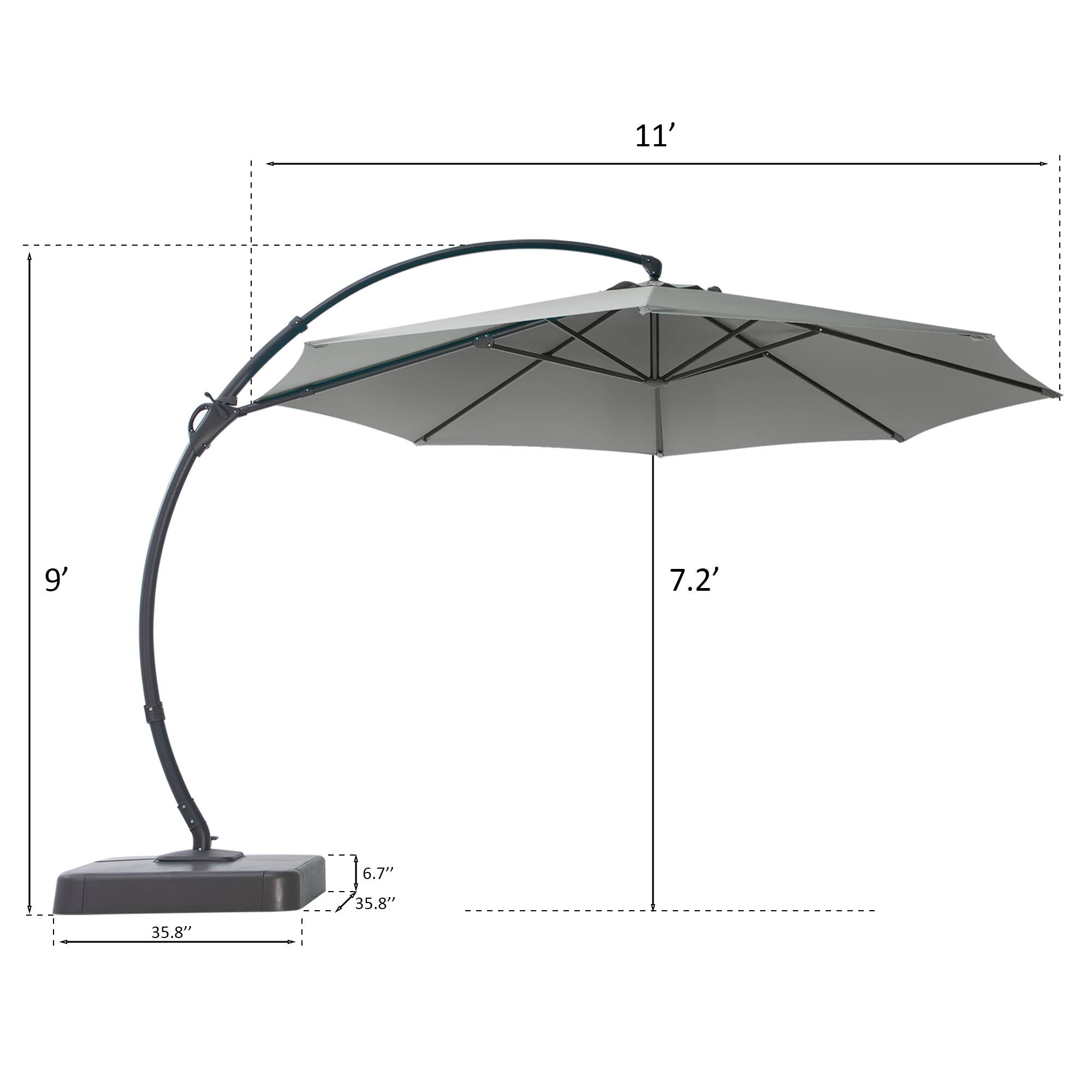 11' 9' 7.2' 6.7" 35.8" 35.8"