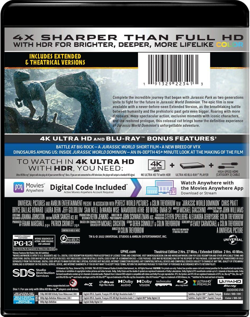 Back. Jurassic World: Dominion (4K Ultra HD + Blu-ray) [UHD].