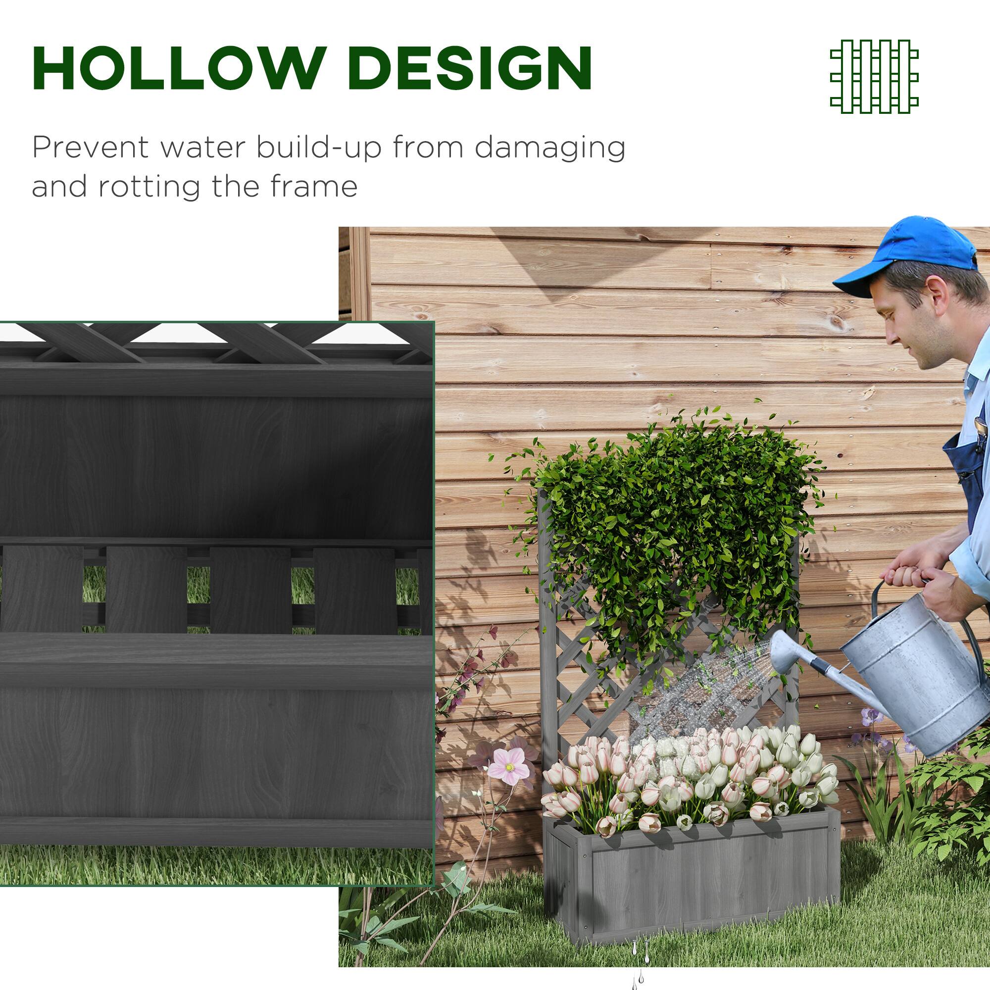 HOLLOW DESIGN  
Prevent water build-up from damaging and rotting the frame