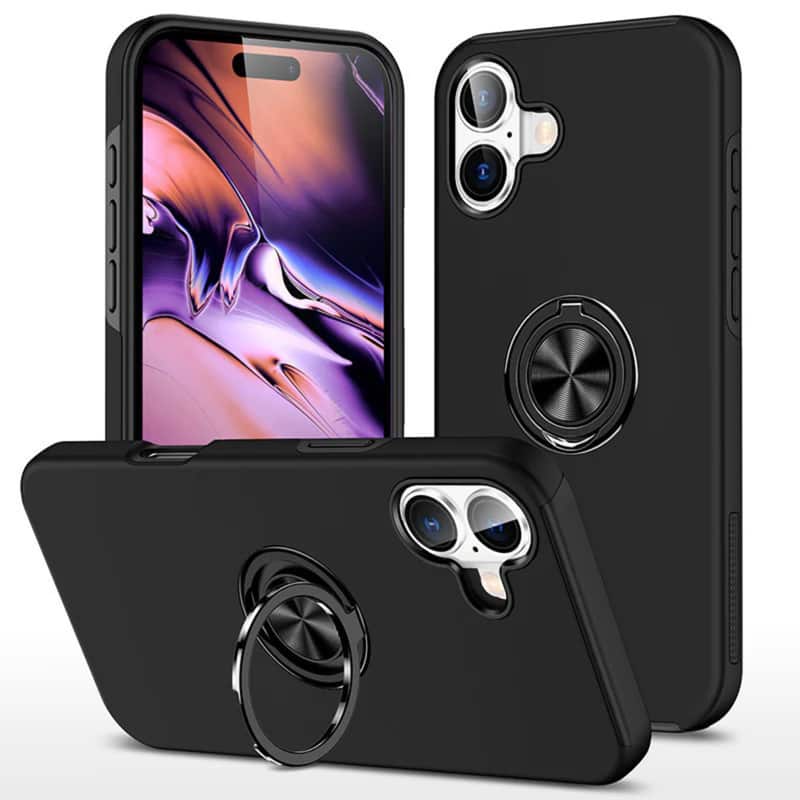 Entronix - iPhone 17 Case with 360° Kickstand and Enhanced Protection - Black