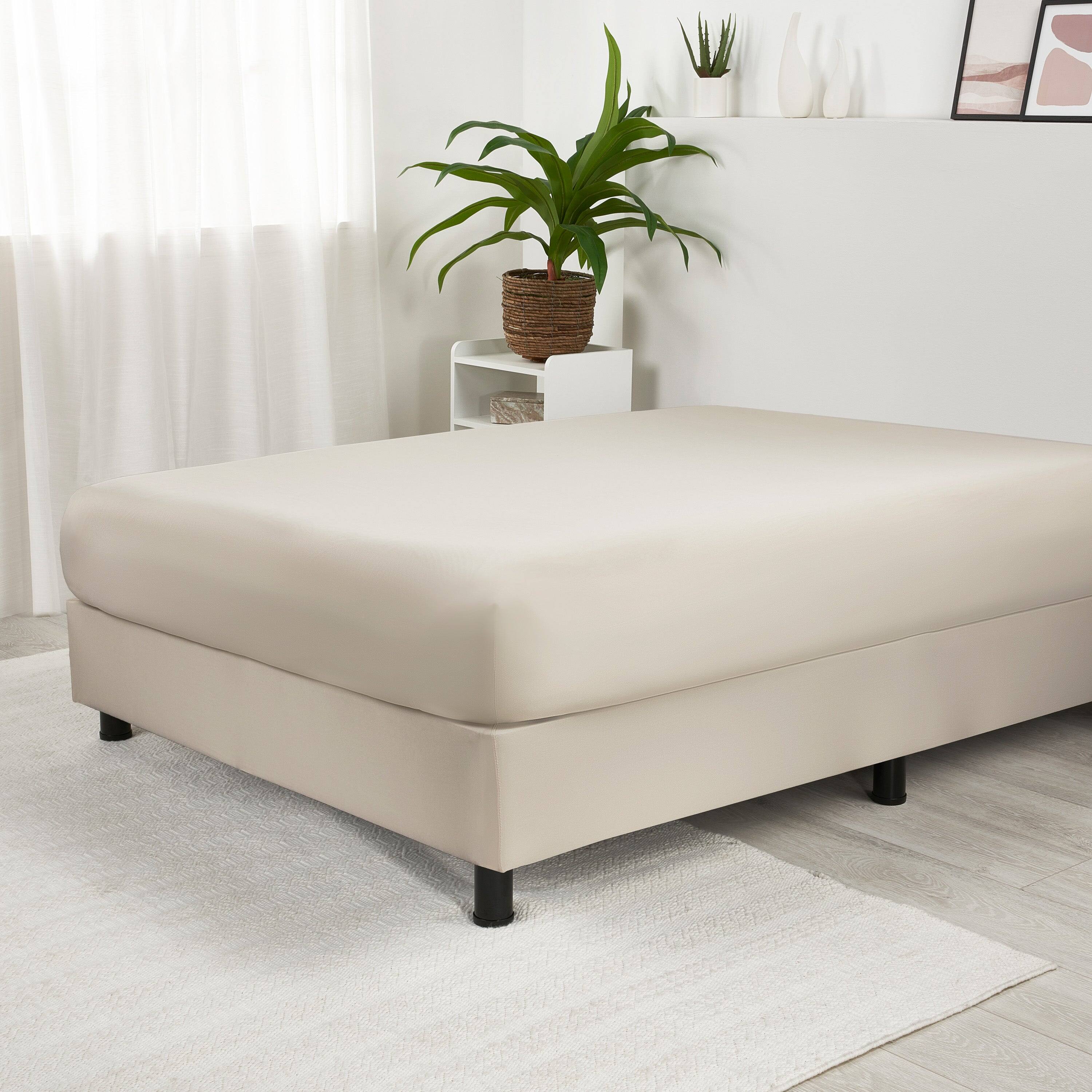 Angle. Bedgear - Dri-Tec Foundation Cover - Medium Beige, Queen - medium-beige.