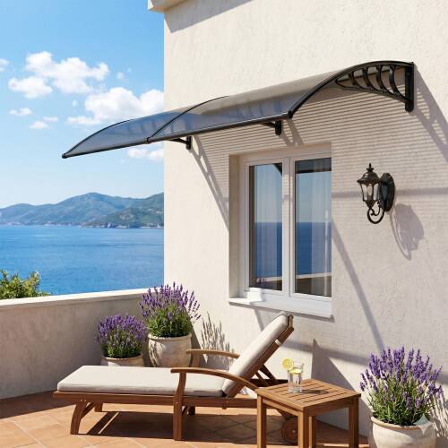 Alt View 4. Winado - 39.4*78.7 Inch Window Awning Canopy, Polycarbonate Front Door Patio Cover for UV, Rain,Snow,Sunlight with Drainage - Black.