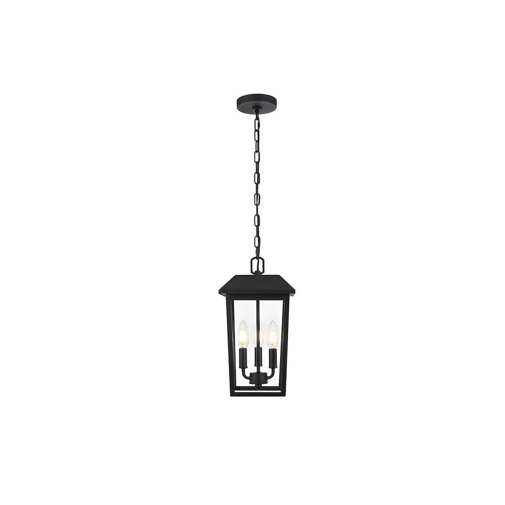 Back. Elegant Lighting - Riggs 8 x 15 inch Outdoor Pendant in Black - Black.
