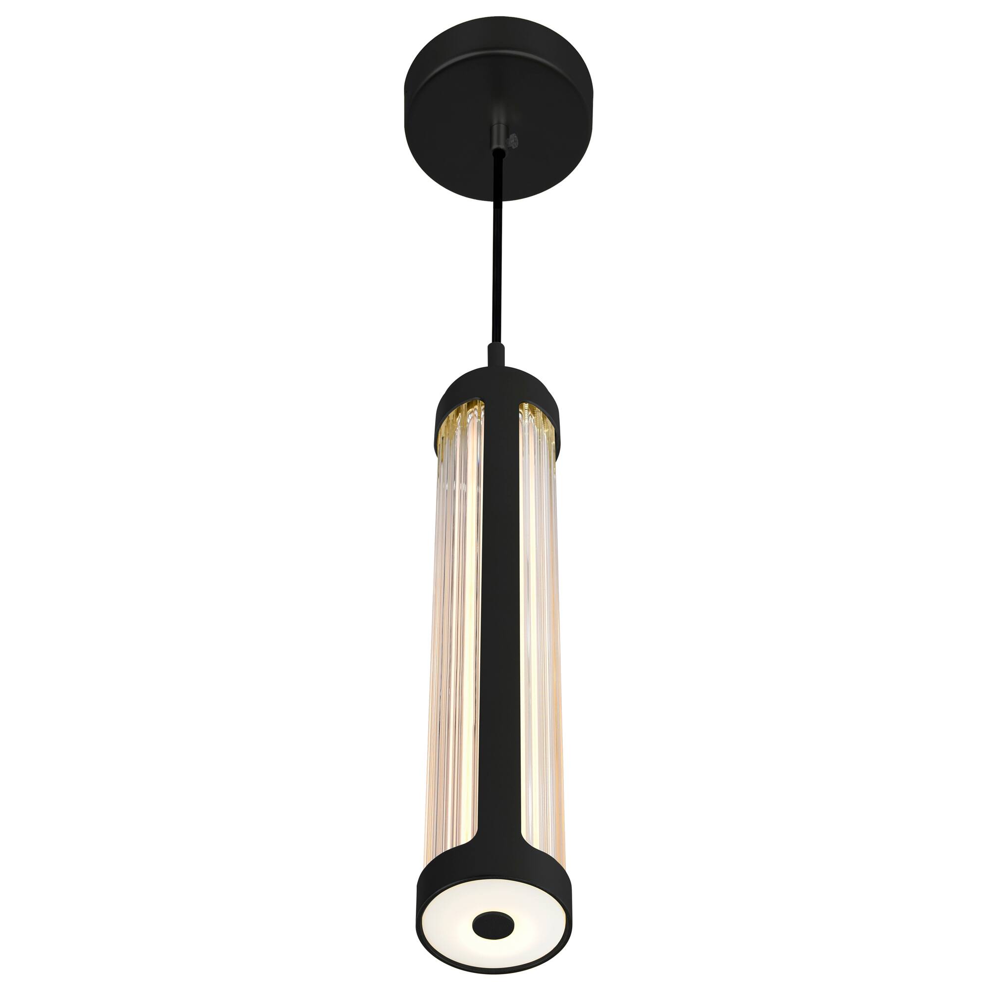 Left. CWI Lighting - Neva 3 in LED Integrated Black Pendant - Black.