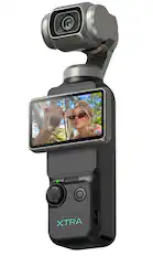 Front. Xtra - Muse Pocket Camera w/ 1'' CMOS & 3-Axis Gimbal Stabilizer, 4K/120fps, Digital Camera for Vlogging, Face/Object Tracking - Black.
