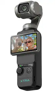 Front. Xtra - Muse Pocket Camera w/ 1'' CMOS & 3-Axis Gimbal Stabilizer, 4K/120fps, Digital Camera for Vlogging, Face/Object Tracking - Black.