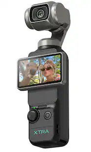 Front. Xtra - Muse Pocket Camera w/ 1'' CMOS & 3-Axis Gimbal Stabilizer, 4K/120fps, Digital Camera for Vlogging, Face/Object Tracking - Black.