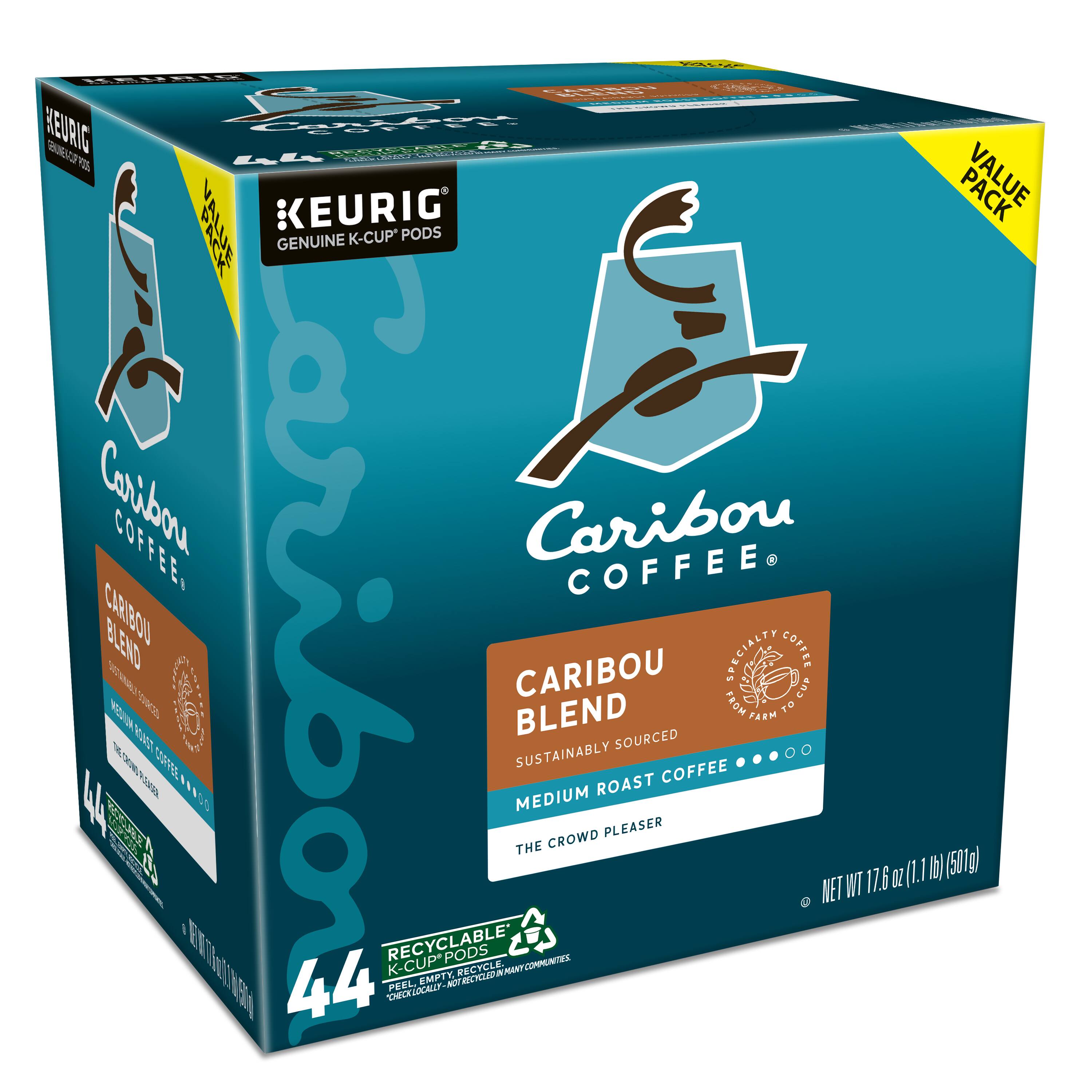 Caribou Coffee is a brand of coffee that offers a variety of flavors, including Caribou Blend. The Caribou Blend is a medium roast coffee that is sourced from sustainably farmed coffee beans. The coffee is available in K-Cup pods, which are recyclable and made from renewable resources. The box of Caribou Coffee contains 44 K-Cup pods, and it is a crowd pleaser that offers a pleasant taste and aroma. The coffee is also known for its genuine and high-quality taste, making it a popular choice among coffee lovers.