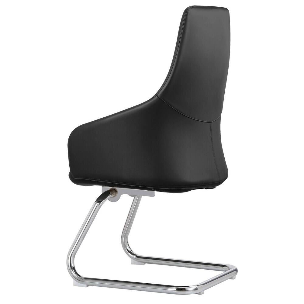 Alt View 4. LeisureMod - Celeste Office Chair Upholstered in Leather with Iron Frame Ergonomic Desk Chair for Home Office and Task Seating - Black.