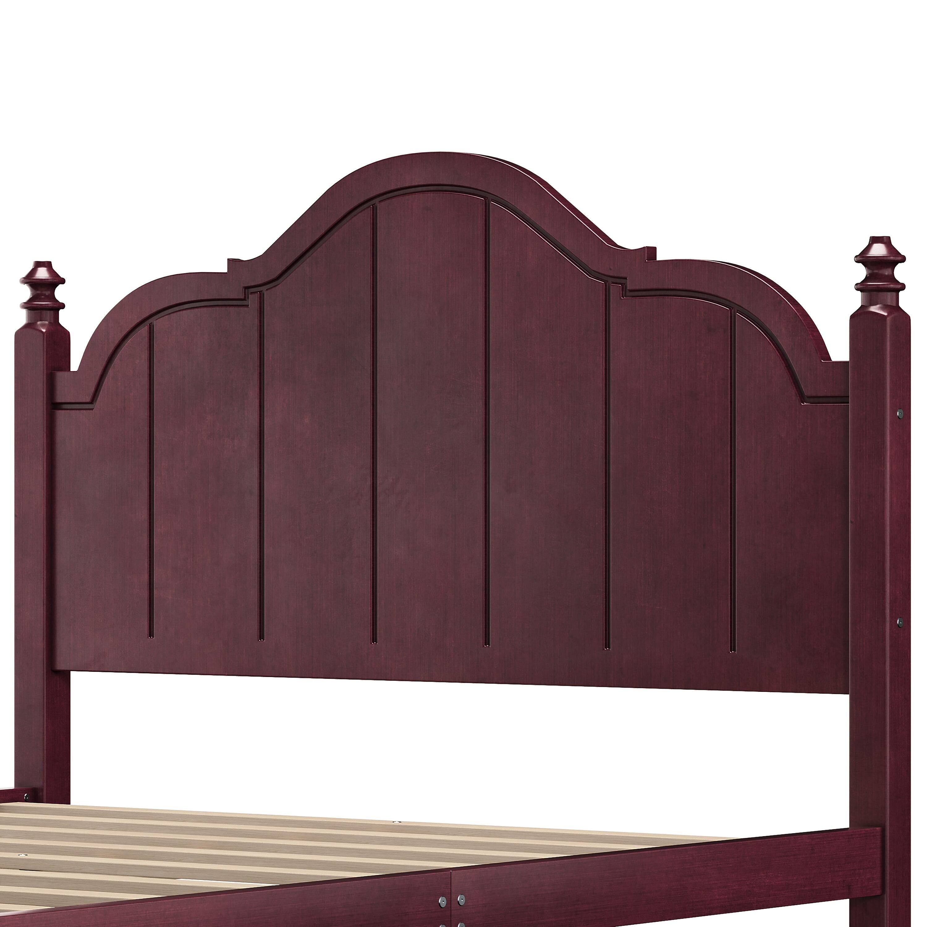 Alt View 8. Boyel Living - Queen Size Wooden Bed Frame with Headboard Vintage Platform Bed with Slats Support Easy Assembly Espresso - Espresso.