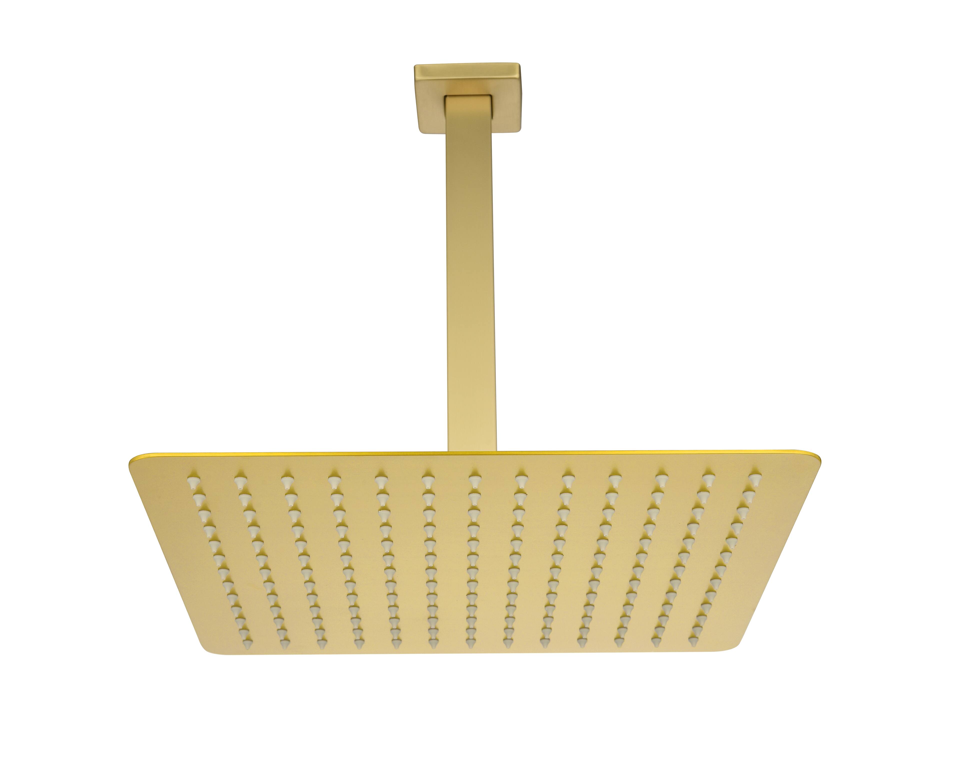 Front. APRILSOUL - Rain Shower Head High Pressure Rainfall Water Saving - Brushed Gold.
