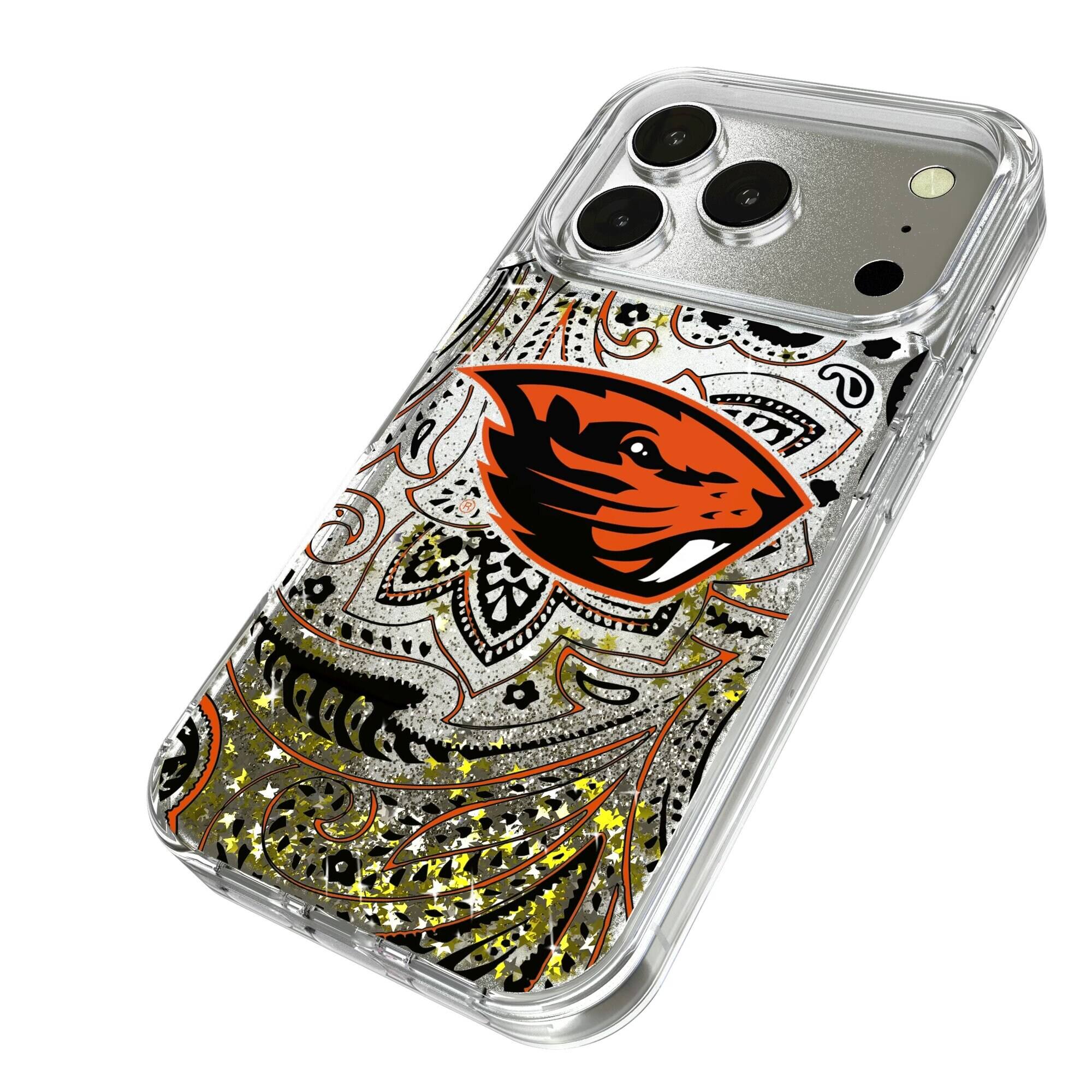 Alt View 1. Keyscaper - Oregon State Beavers iPhone Glitter Paisley Design Case - 15 Pro Max - Multicolor.