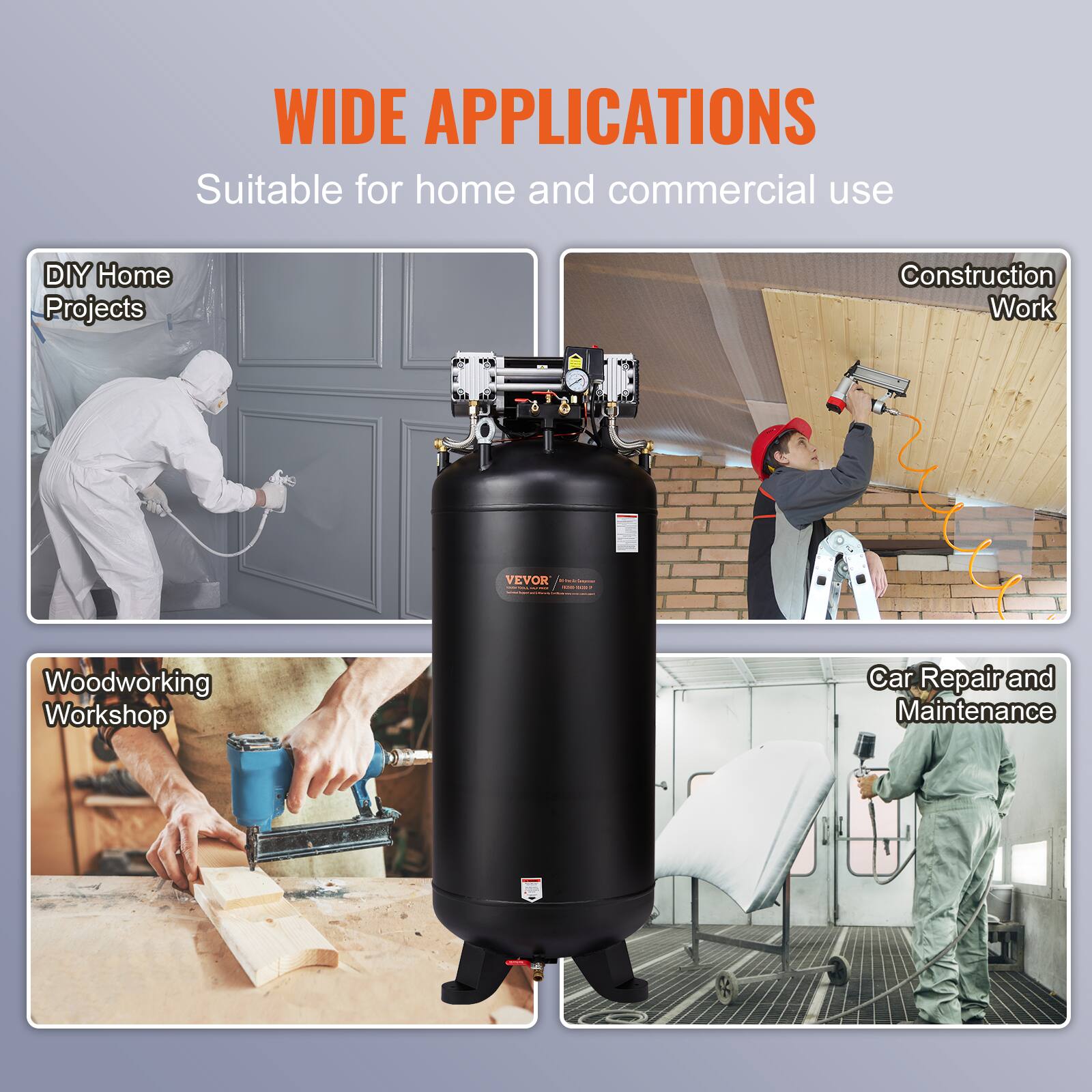 WIDE APPLICATIONS  
Suitable for home and commercial use  

- DIY Home Projects  
- Construction Work  
- Woodworking Workshop  
- Car Repair and Maintenance