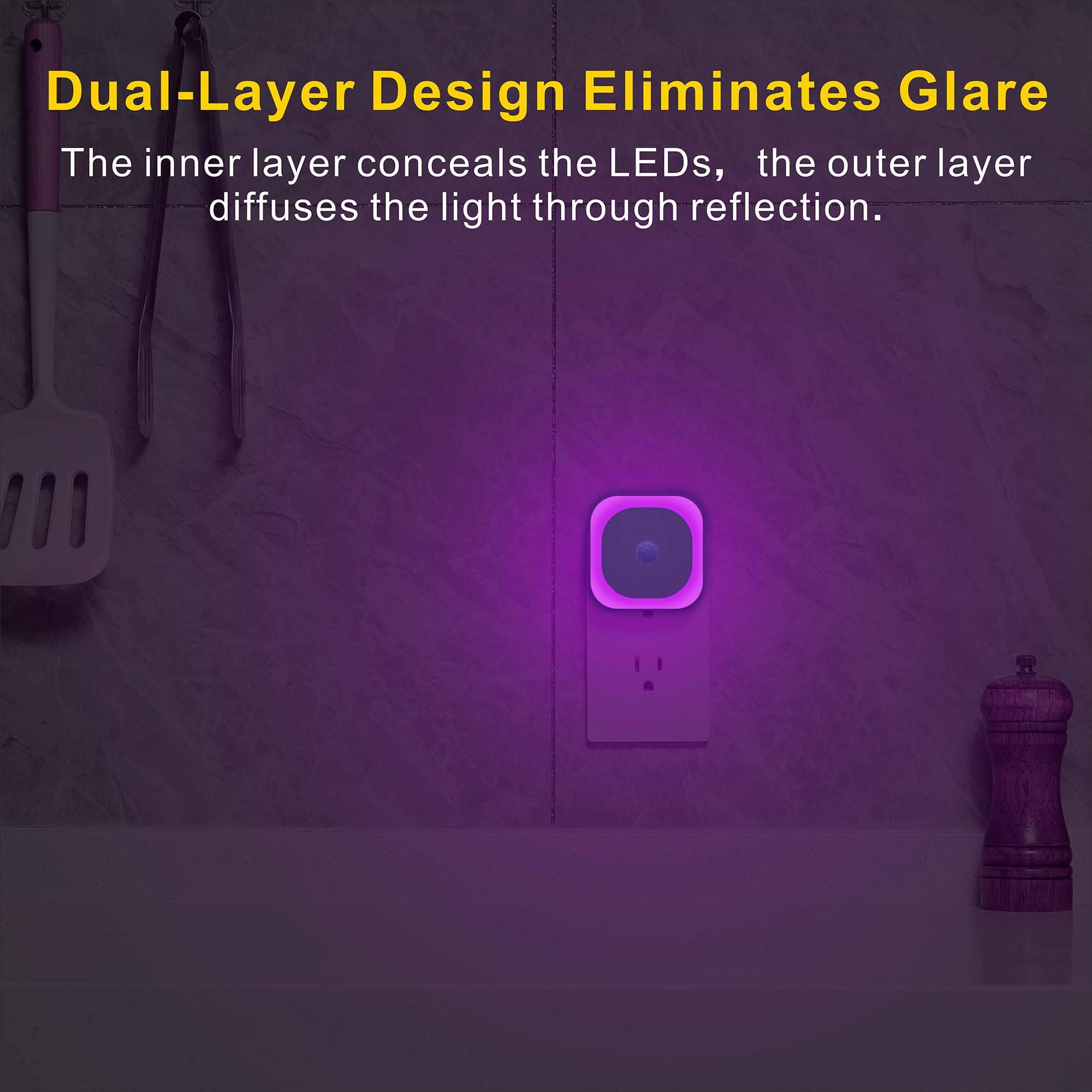 Dual-Layer Design Eliminates Glare

The inner layer conceals the LEDs, the outer layer diffuses the light through reflection.