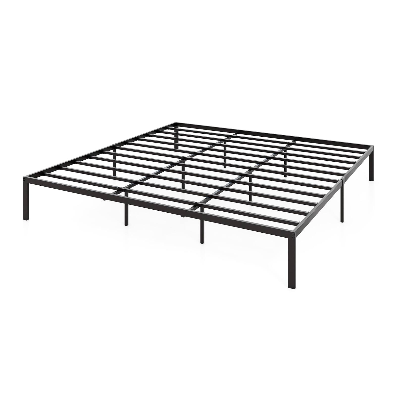 Alt View 6. LUCKY ONE - King Assembled Metal Bed Frame Heavy Duty Slats Mattress Foundation 10.5" Storage - Black-King.