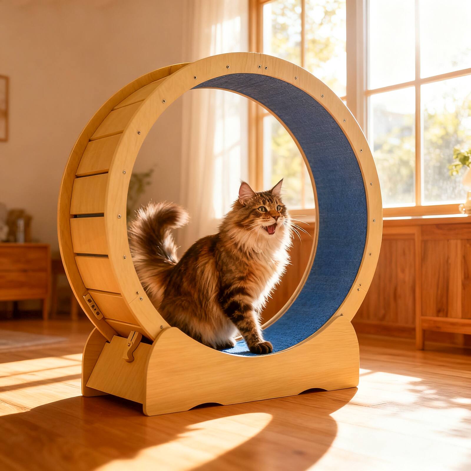 Angle. Dexmalle - Dexmalle- Solid Wood Sturdy Low Noise Running Wheel Cat Exercise,weight capacity 110 pounds-42" Cat - Wood.
