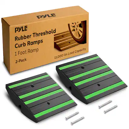 PYLE Rubber Threshold Curb Ramps Foot Ramp Load Capacity 1 lbs 11,000 2-Pack