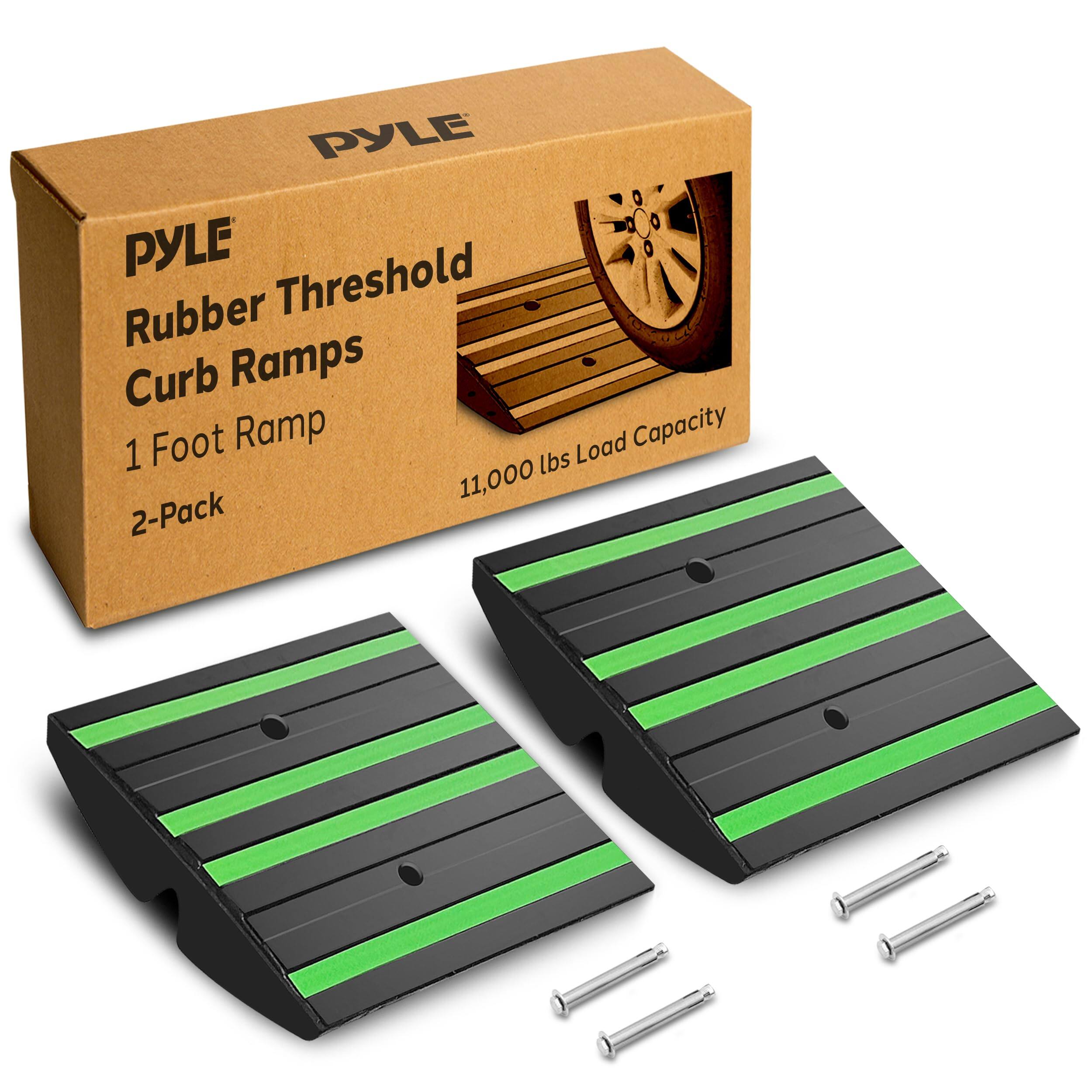 PYLE Rubber Threshold Curb Ramps Foot Ramp Load Capacity 1 lbs 11,000 2-Pack