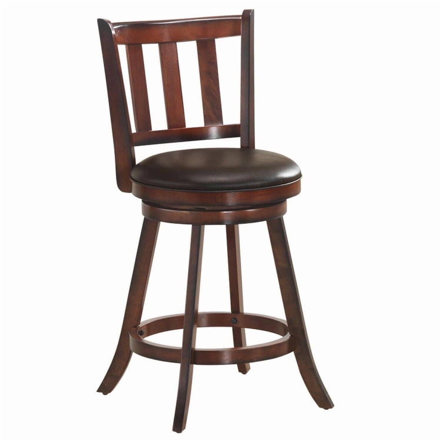 Alt View 1. Kadyn - 2 Pcs 360 Degree Swivel Wooden Counter Height Bar Stool Set with Cushioned Seat-25 inches, for Kitchen Island - Brown.