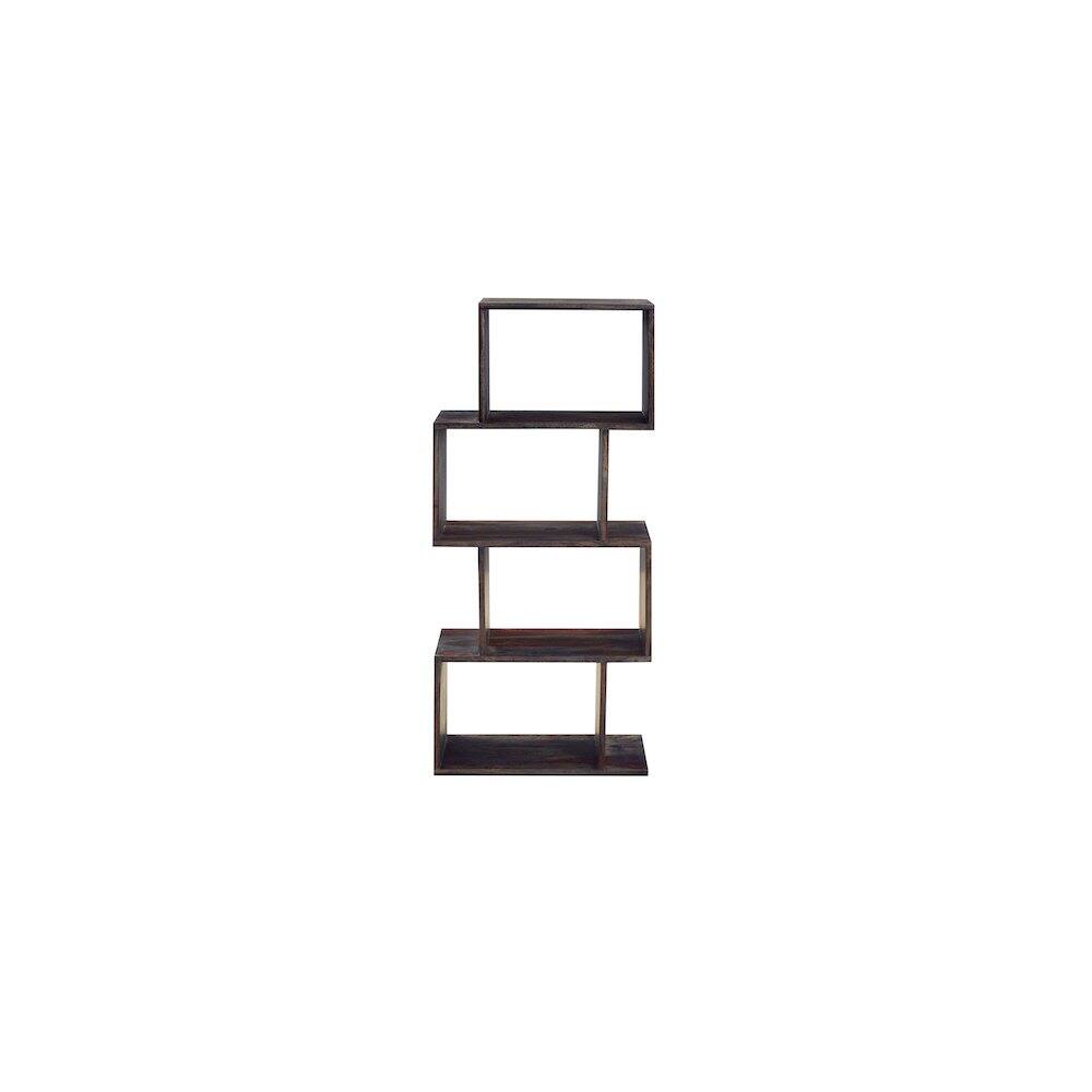 Back. Porter Designs - Fall River Solid Sheesham Wood Bookcase - Gray.