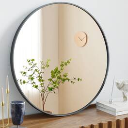 DOMETOUR - Round Wall Mirror 30 Inch Bathroom Mirrors for Over Sink Circle Mirror for Bathroom Bedroom Vanity - Black