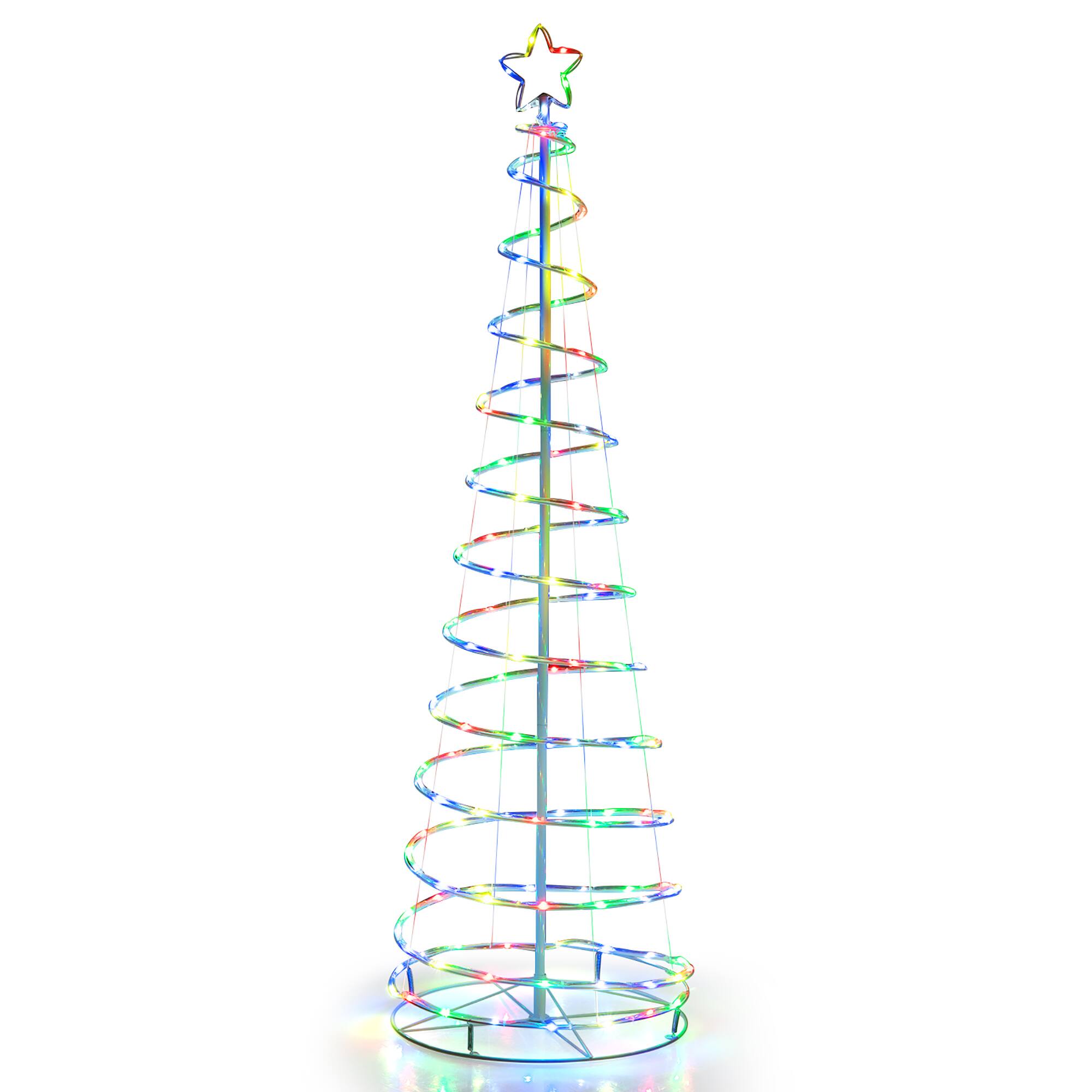 Alt View 11. Costway - 6 FT Spiral Christmas Tree with 135 LED Lights 10 Lighting Modes & APP Control - White.