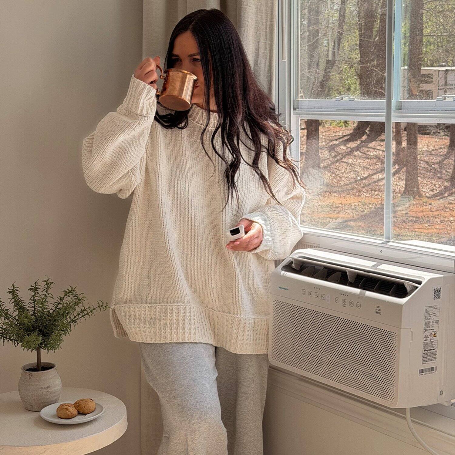 Alt View 16. Keystone - 550 Sq. Ft 12,000 BTU Window Mounted Inverter Air Conditioner with 10,000 BTU  Supplemental Heat Function - White.