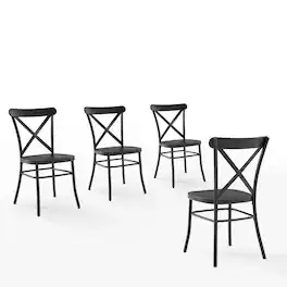 Crosley Furniture - Camille 4-Piece Metal Dining Chair Set - Black