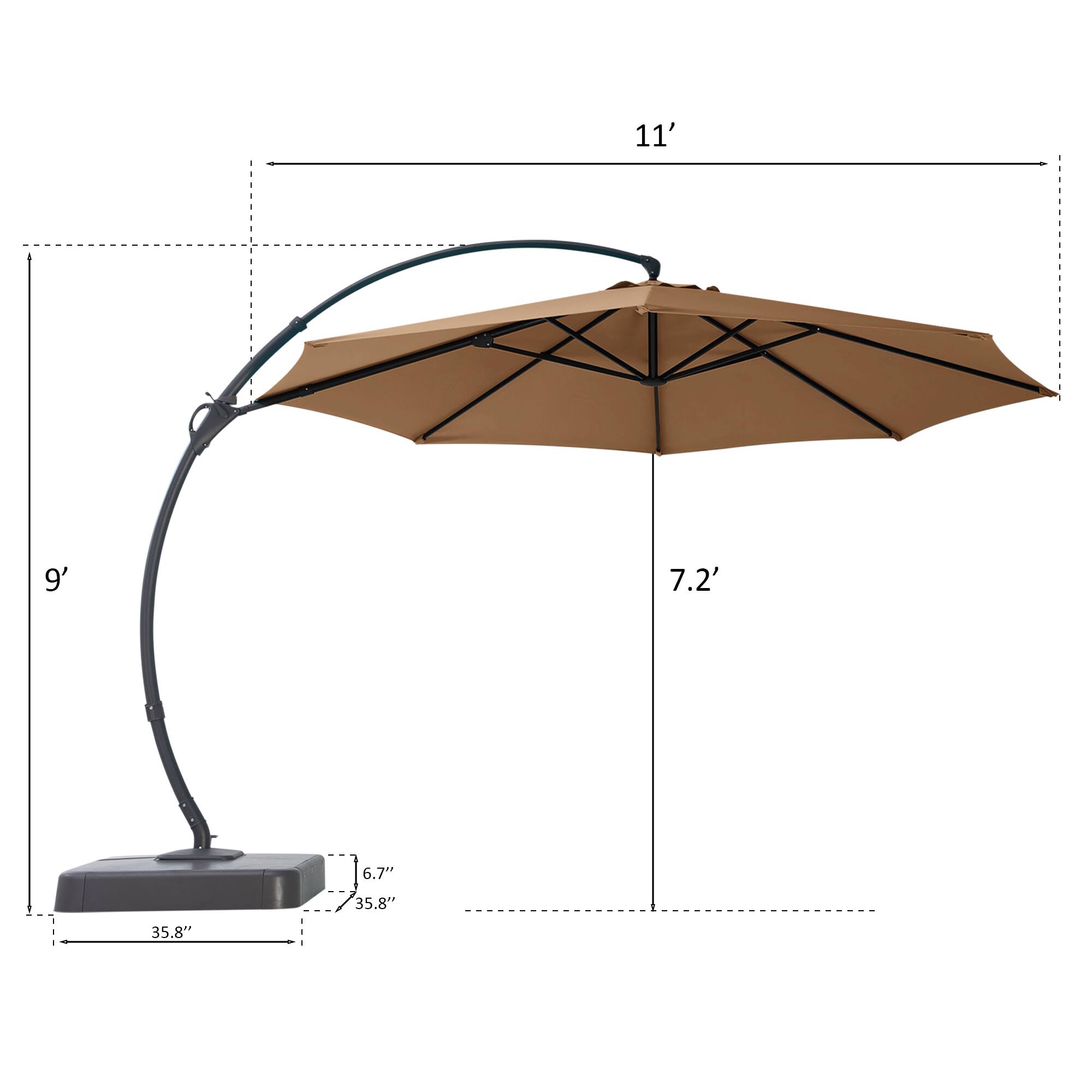 11' 9' 7.2' 6.7" 35.8" 35.8"