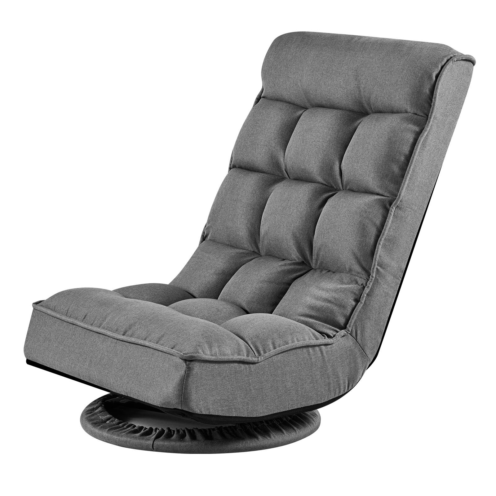 Alt View 5. VEVOR - Swivel Floor Gaming Chair, 360-Degree Rotating Floor Chair with 4 Adjustable Position Folding Backrest, Metal Frame - Grey.