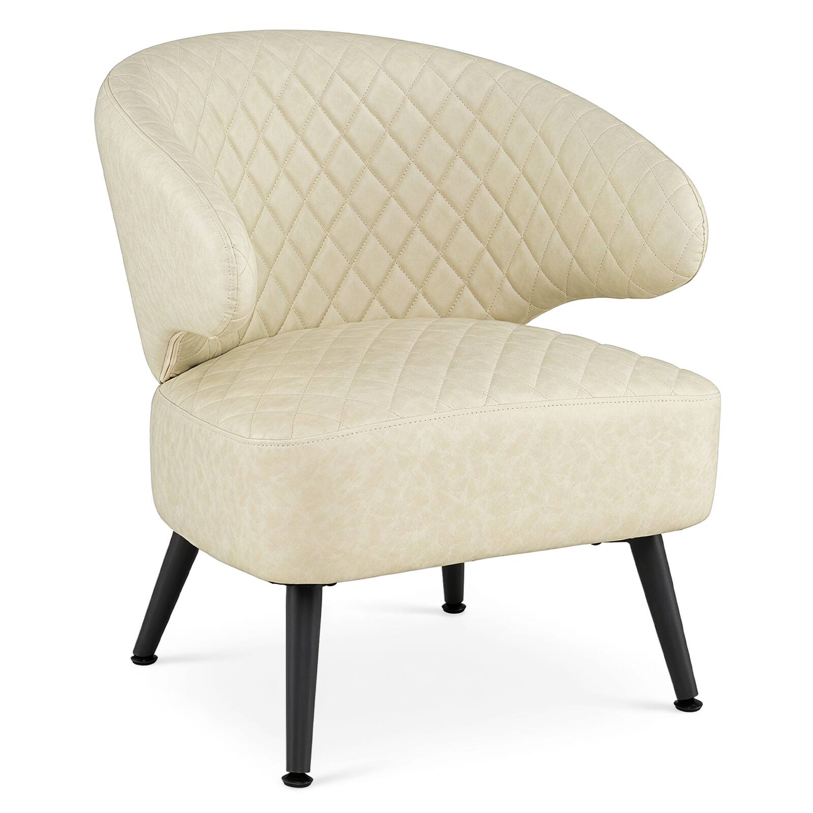 Costway - 1 PCS Modern Accent Chair, Comfy PU Leather Upholstered Armchair, Robust Metal Legs - Beige+Black price history on PriceWatchPro