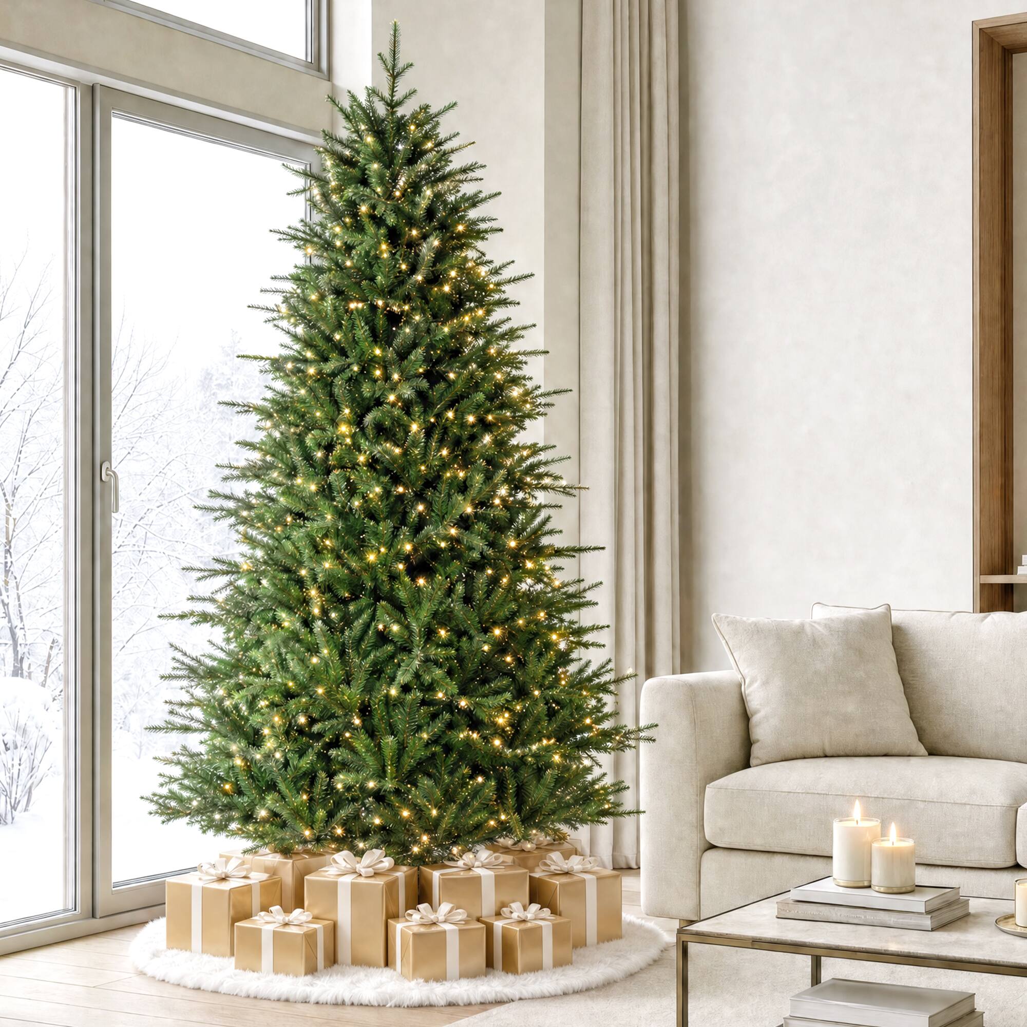 Alt View 8. Glitzhome - 7ft Pre-Lit Full Fir Artificial Christmas Tree with 460 RGB Lights - Green.