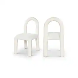 Meridian Furniture - Amari Cream Vegan Leather and Boucle Fabric Dining Chair, Set of 2 - Beige