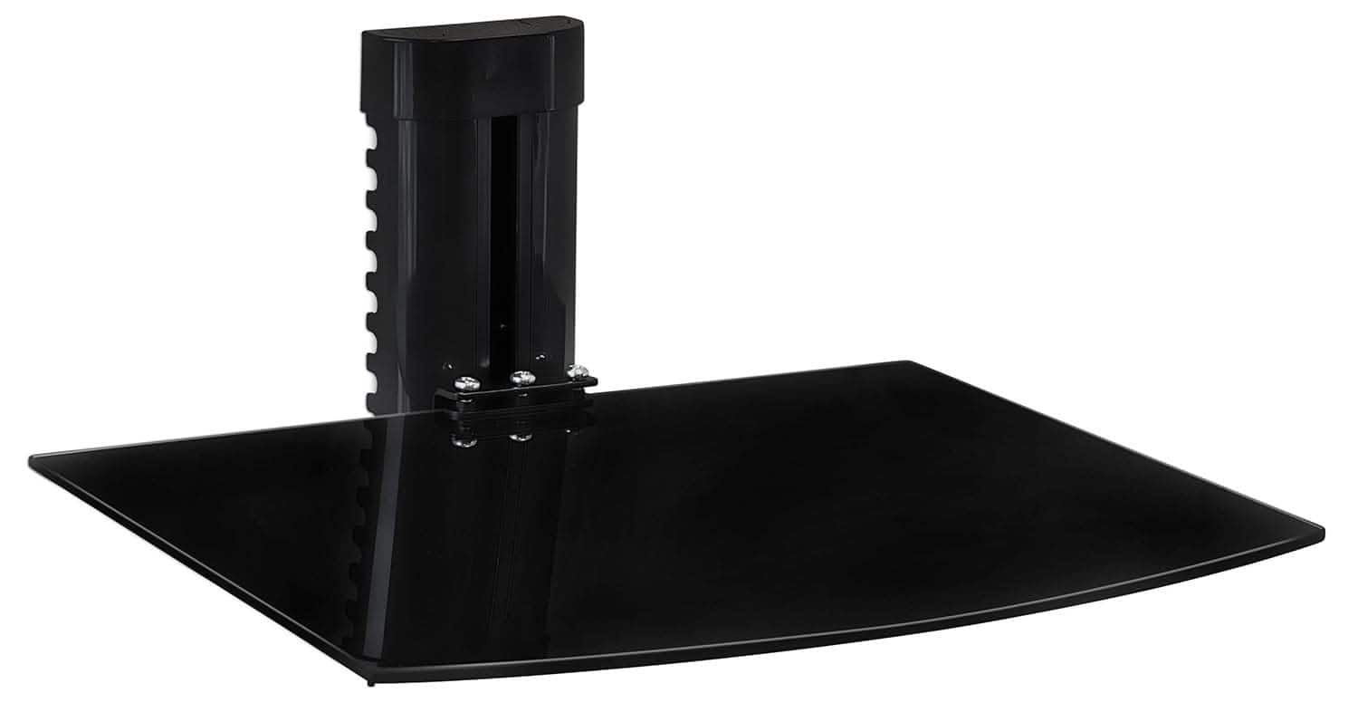 Front. Mount-It! - Floating Wall‑Mounted Shelf for A/V Components with Height Adjustment & Cable Management System, Black - Black.